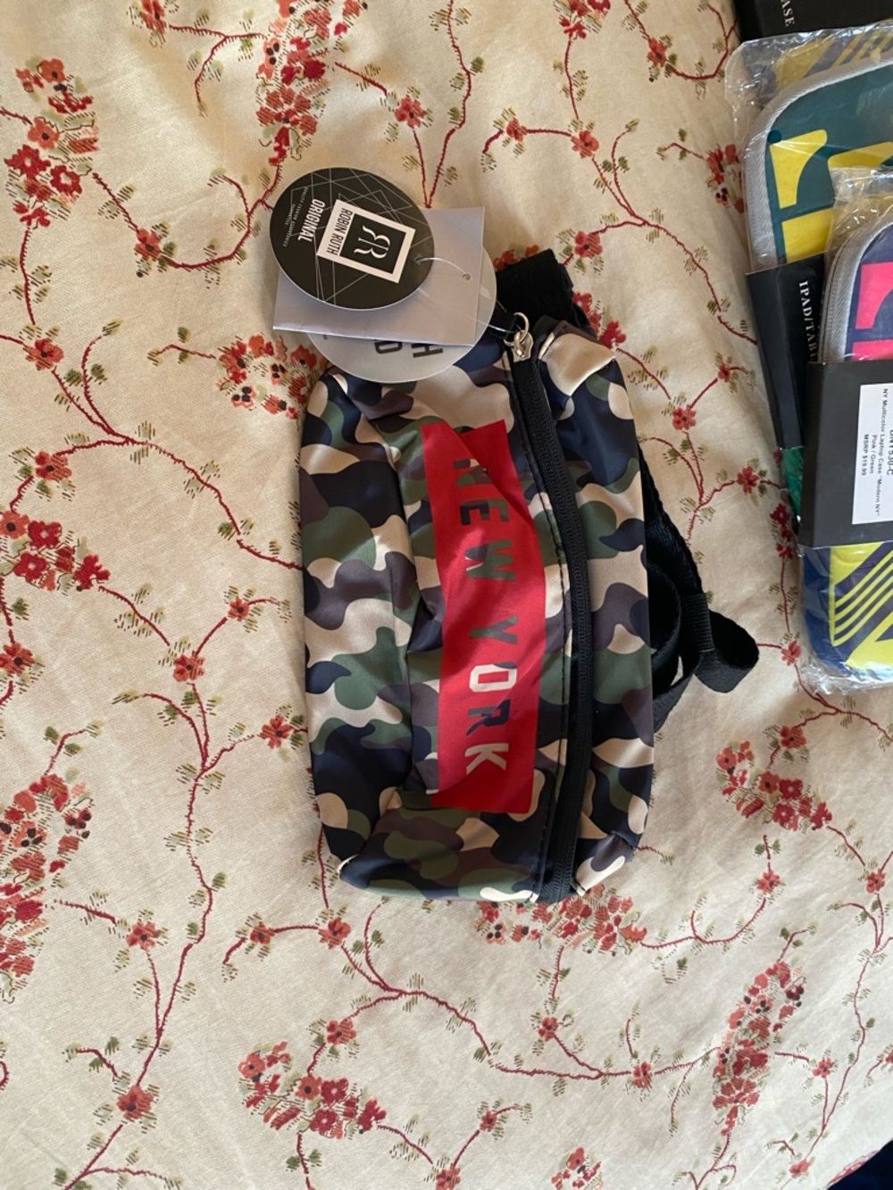 Robin Ruth Camo Belt Bag with Red 'New York' Panel